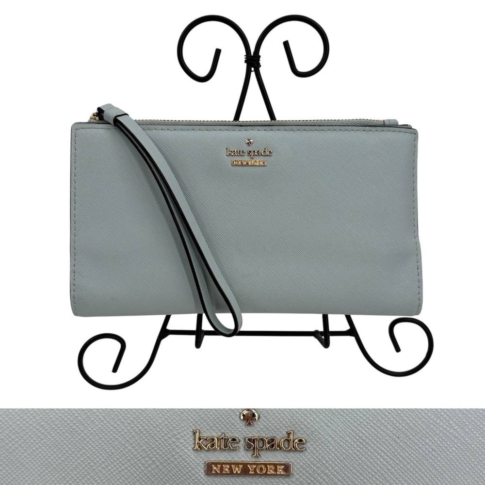 Kate Spade New York Bifold Clutch Wallet Wristlet Light Pasel Blue S338